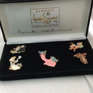 Disney Gold and Blue Brooches Set